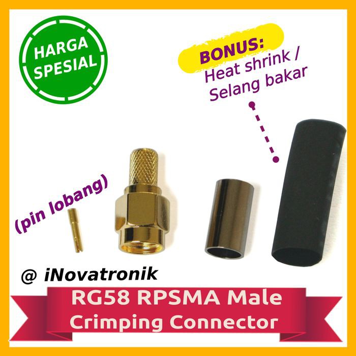 RG58 RPSMA Male Crimping Connector RP-SMA Crimp RG-58 RG 58 / RG142