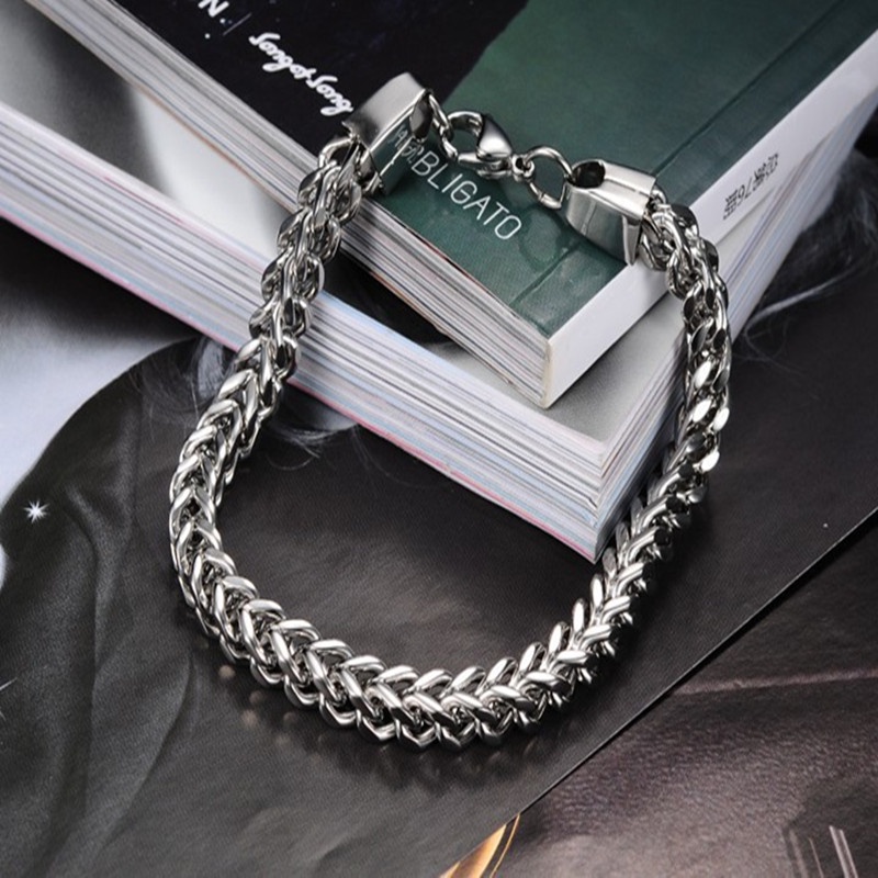 Gelang Rantai Ular Baja Titanium Sederhana Fashion Pria dan Wanita