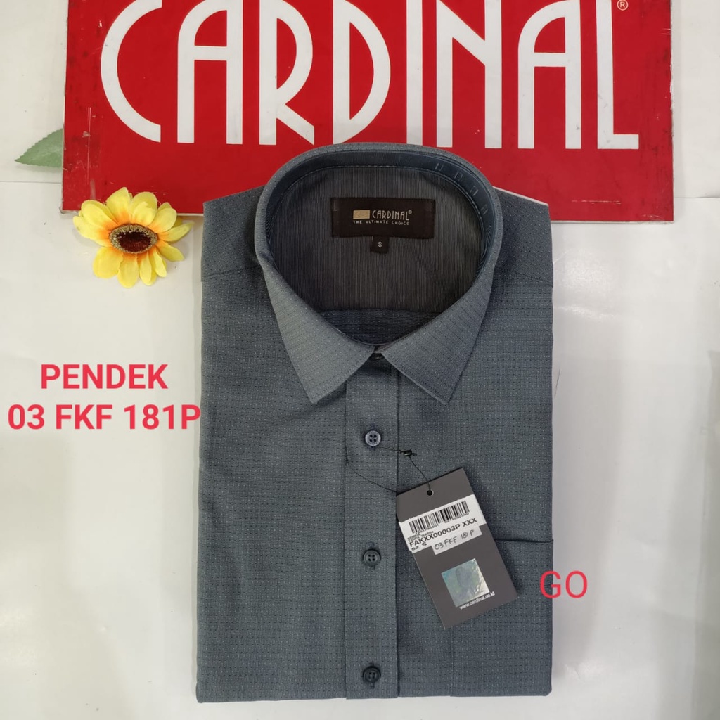 gof S CARDINAL KEMEJA POLOS BINTIK FORMAL Pakaian Pria Atasan Kemeja Hem Slimfit Lengan Pendek Bagus