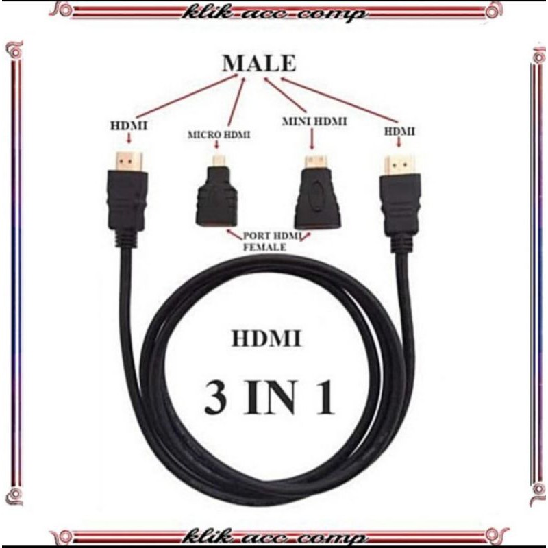 Kabel hdmi to hdmi / hdmi to micro hdmi / hdmi to mini hdmi 1,5 meter