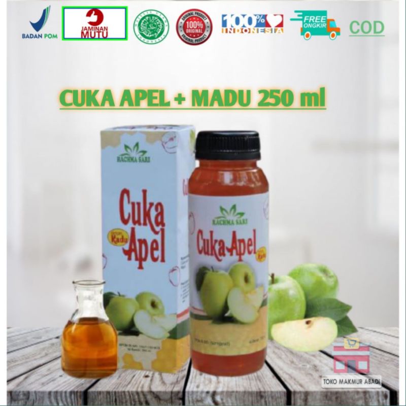 CUKA APEL VINEGAR Murni + MADU 250ml - Cuka Apel Plus Madu ORIGINAL BPOM Asli