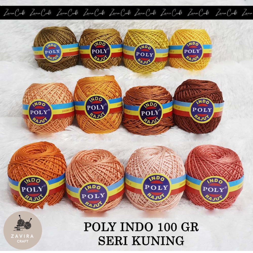 BENANG RAJUT POLY INDO SERI KUNING,  POLY KILAP 100GR
