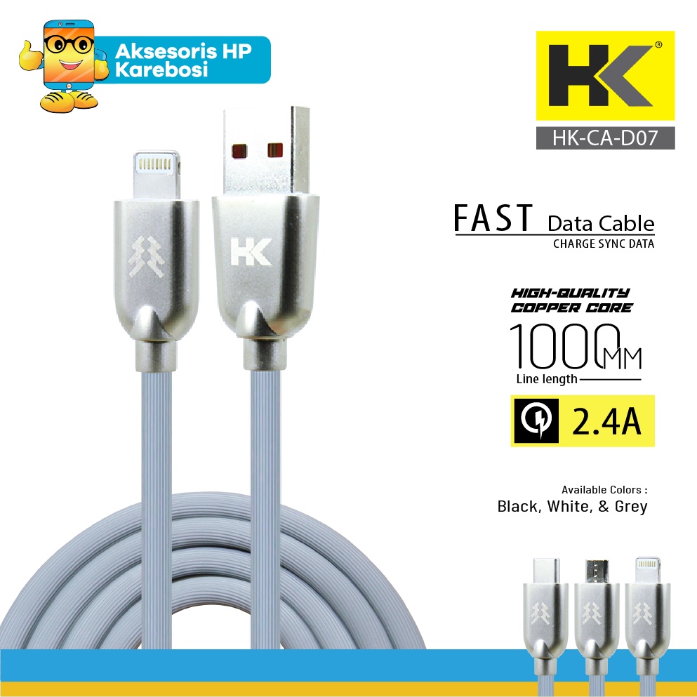Kabel Data HK CA-D07 Fast Charging untuk iPhone/Type C/Micro USB - iPhone