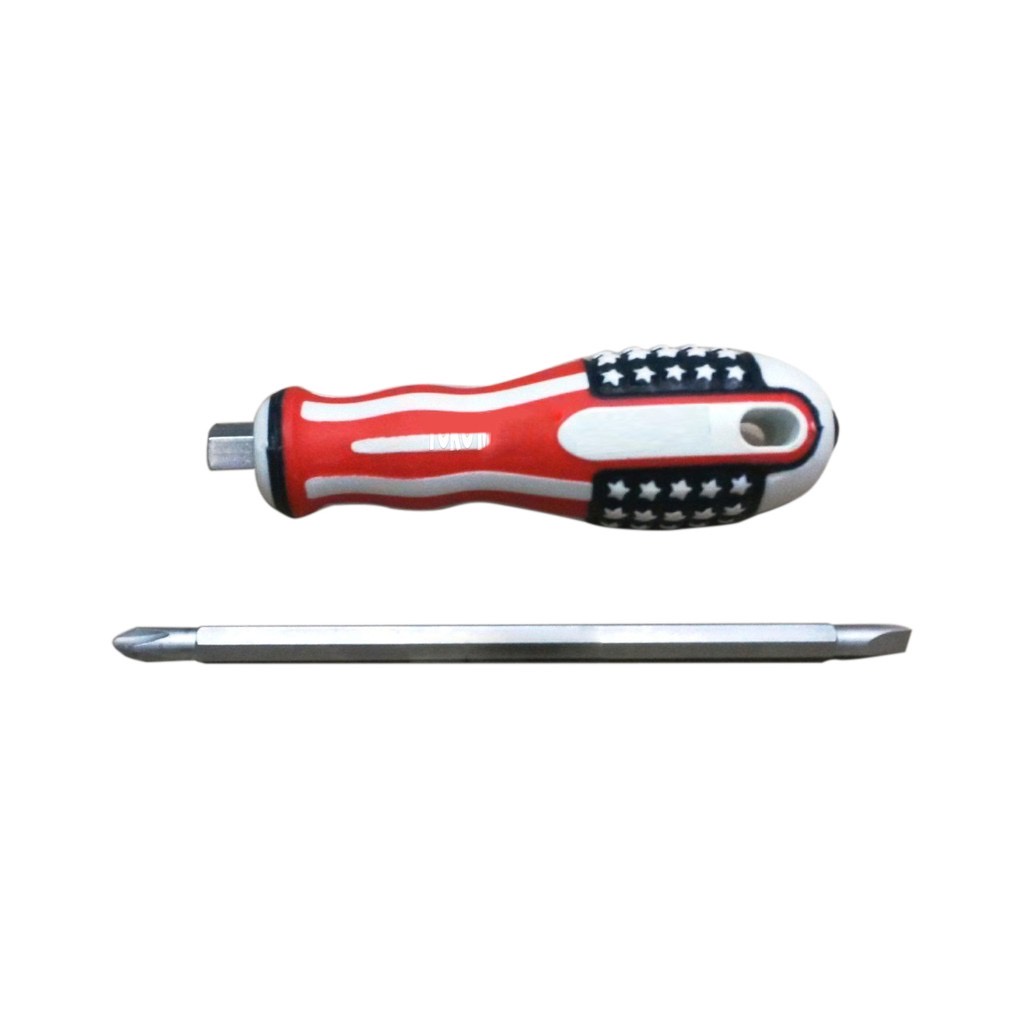 OBENG amerika Bolak Balik AMERIKA Min Plus 2in1 Screwdriver - + USA Mata Gagang karet Magnet Minus 5 inch 5&quot;