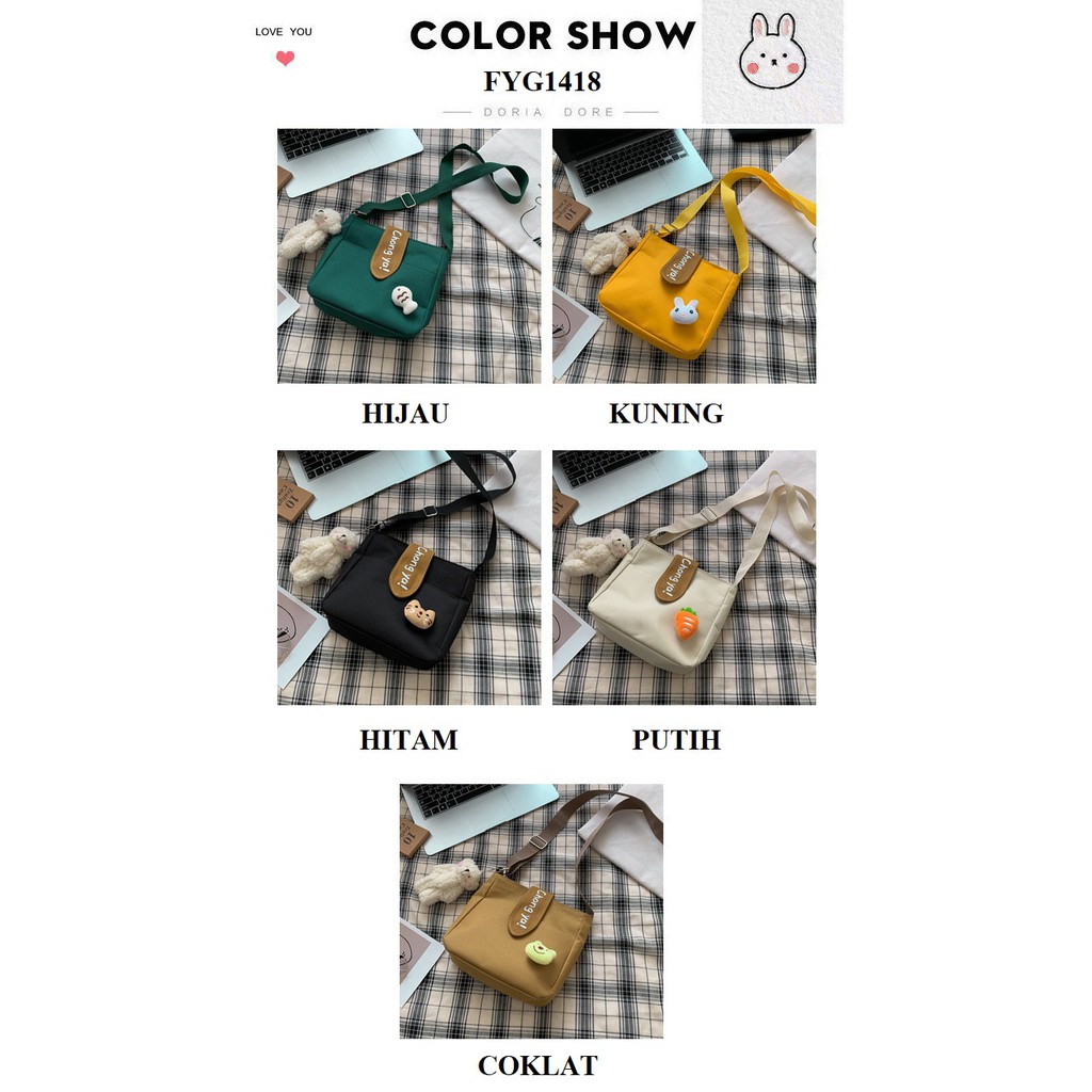 Retaily RY1418 Tas Kanvas Perempuan Korean Style Fashion Wanita Tanp Boneka