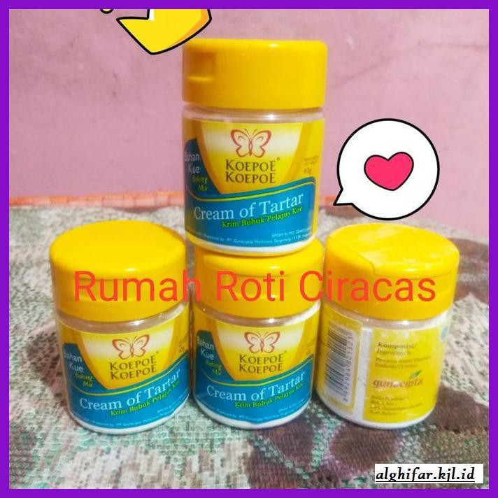 

Redwop-Gnikab- Cream Of Tar Tar Kupu Cap Koepoe Kue Cake Ctt 43 Gr Putih Pengembang -Hallall.