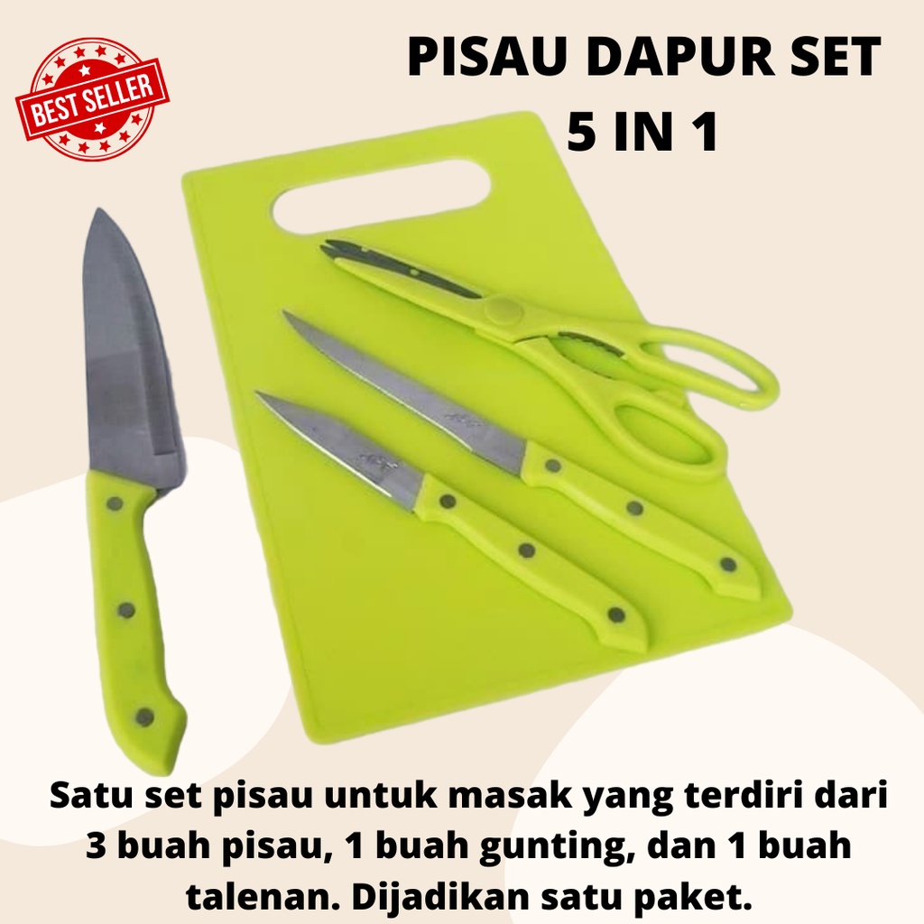 BEST SELLER READY STOK!! PISAU 1 SET 5 PCS /PISAU / GUNTING / TELENAN [FREE BUBBLE]