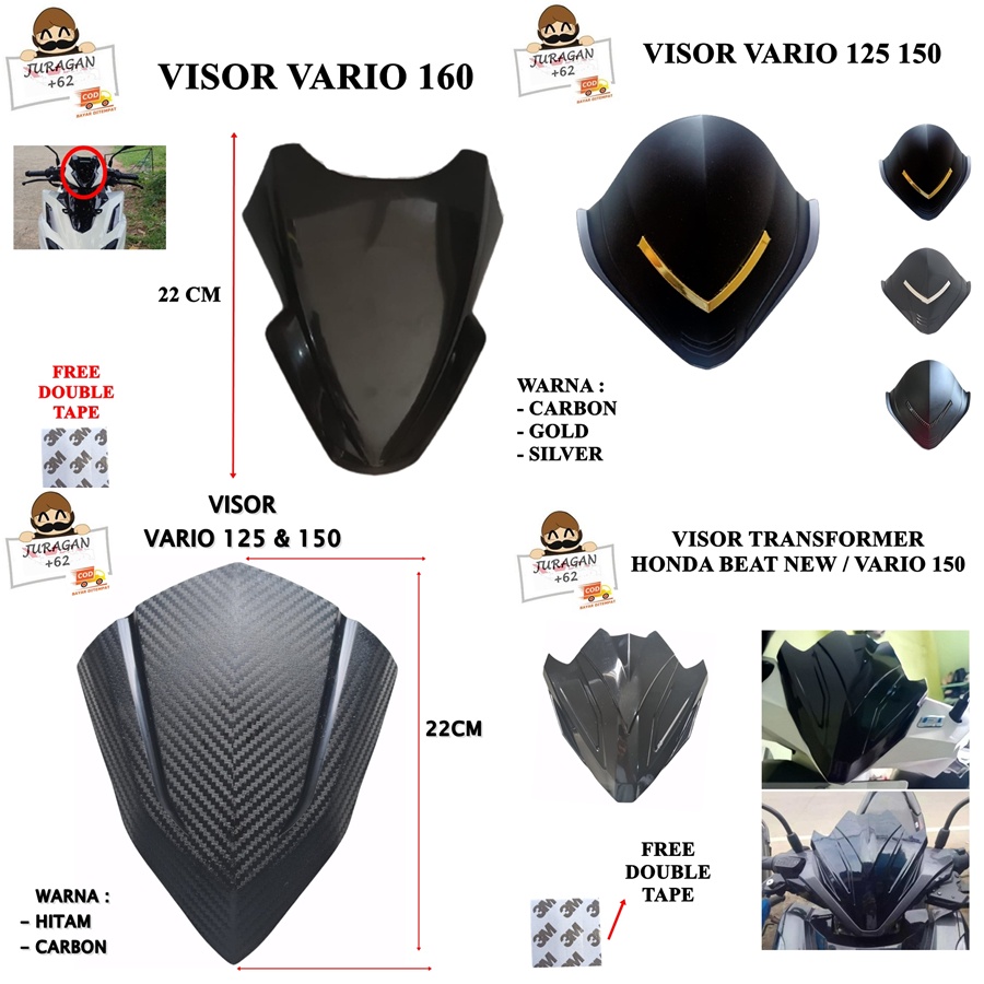 VISOR VARIO 125 150 160 ABS CBS LED ESP WINDSHIELD WIND SHIELD