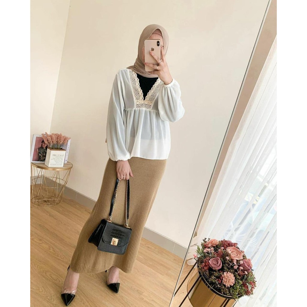 1KG MUAT 6PCS | HARUKA BALONA BLOUSE RENDA PREMIUM HIGH QUALITY HITS OOTD SELEBGRAM FASHION GROSIR