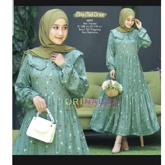 Midi dress/ midi dress rayon/ midi dress jumbo/ midi dress muslim / Dress muslimah / midi dress ld 120cm / dress jumbo/ midi dres/ dress rayon-MITA MIDI