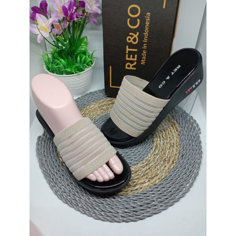 sendal wanita wedges/sandal wanita ORIGINAL/sandal slop wedges RET &amp; CO