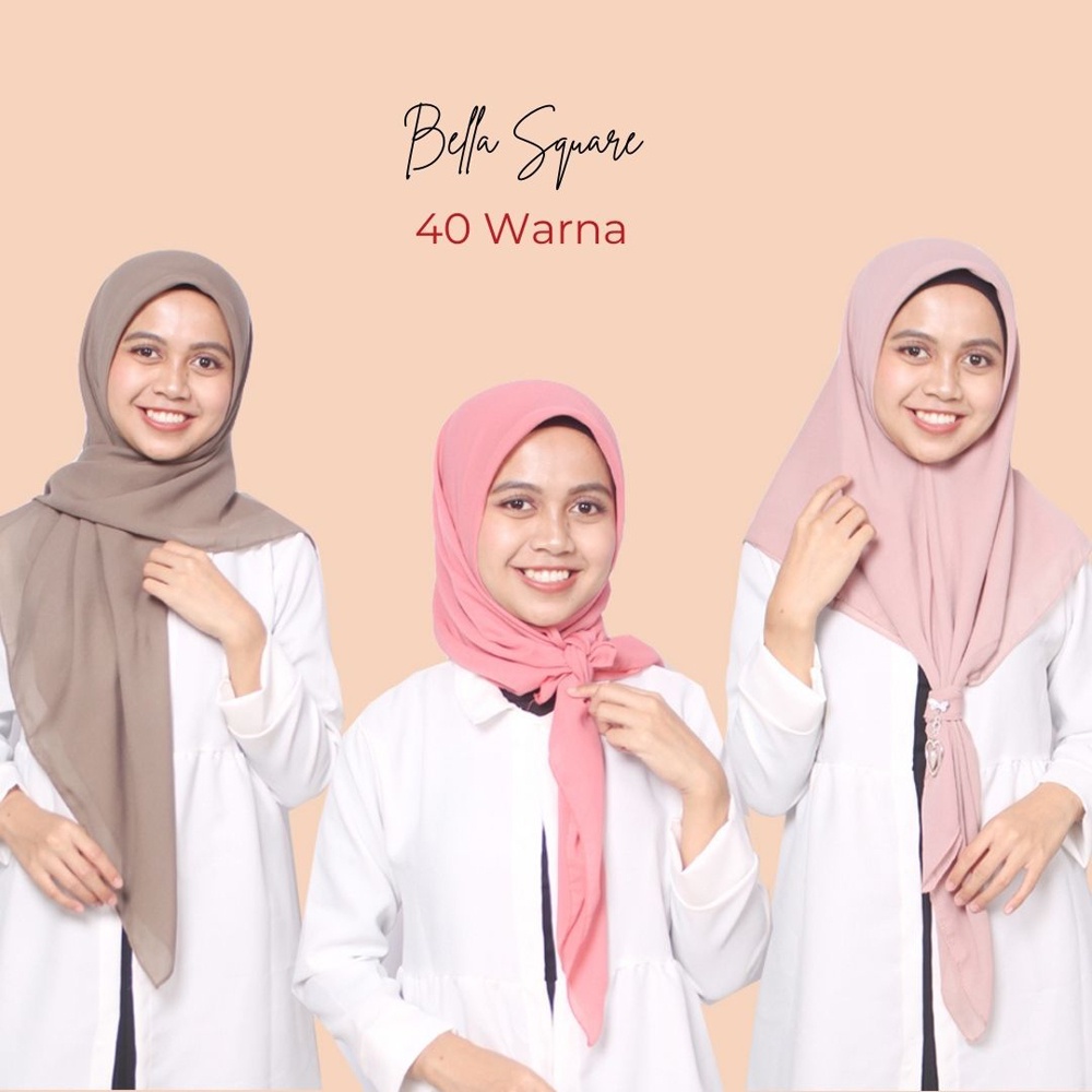 BELLA SQUARE HIJAB SEGI EMPAT BELLA SQUARE PREMIUM Jilbab Anti Letoy Warna Lengkap Jilbab Polycotton