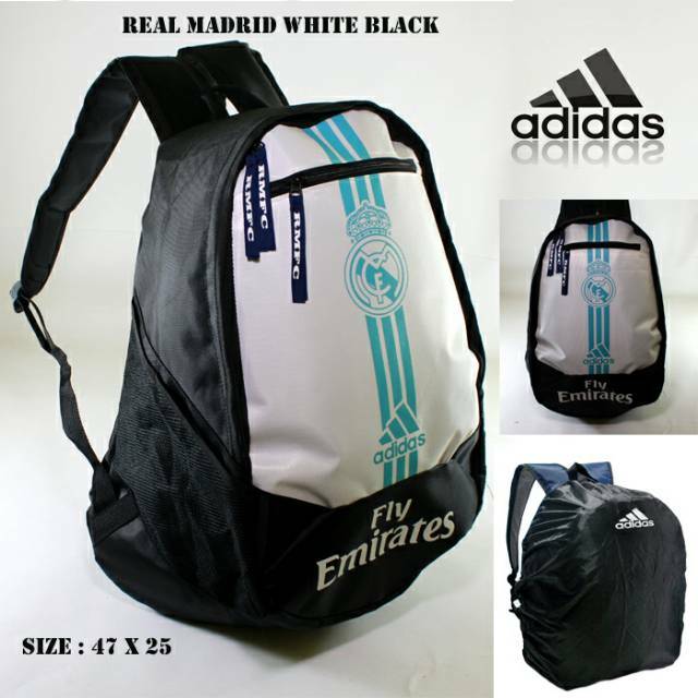 TAS RANSEL BOLA REAL MADRID HITAM PUTIH