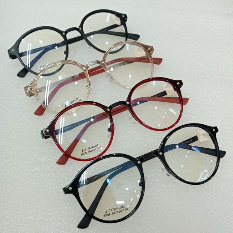 Frame Kacamata Bulat Besi-Plastik