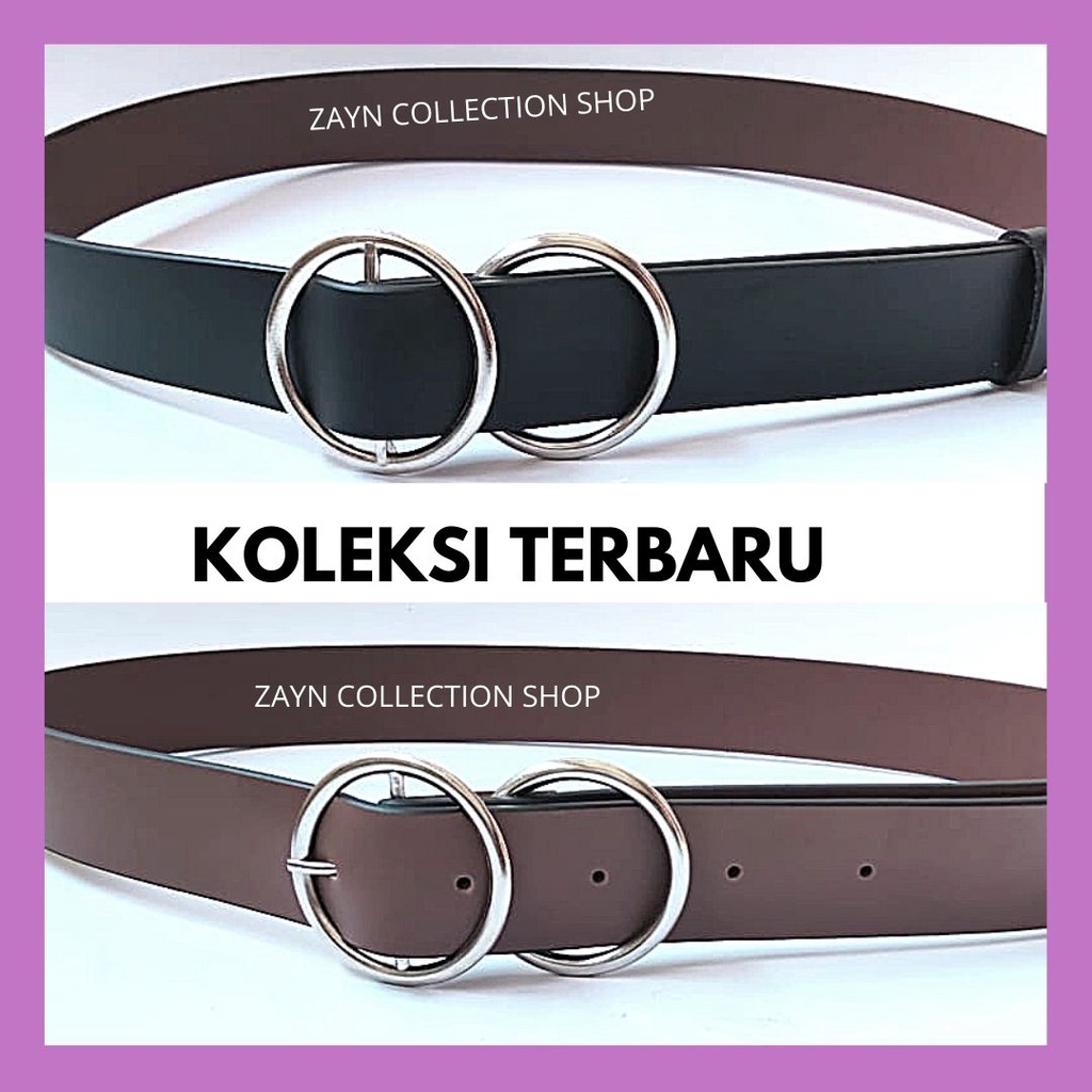 Ikat Pinggang Wanita Model Korea Fashion Dobel Ring Belt Bulat Premium Gesper Sabuk Cewek Polos