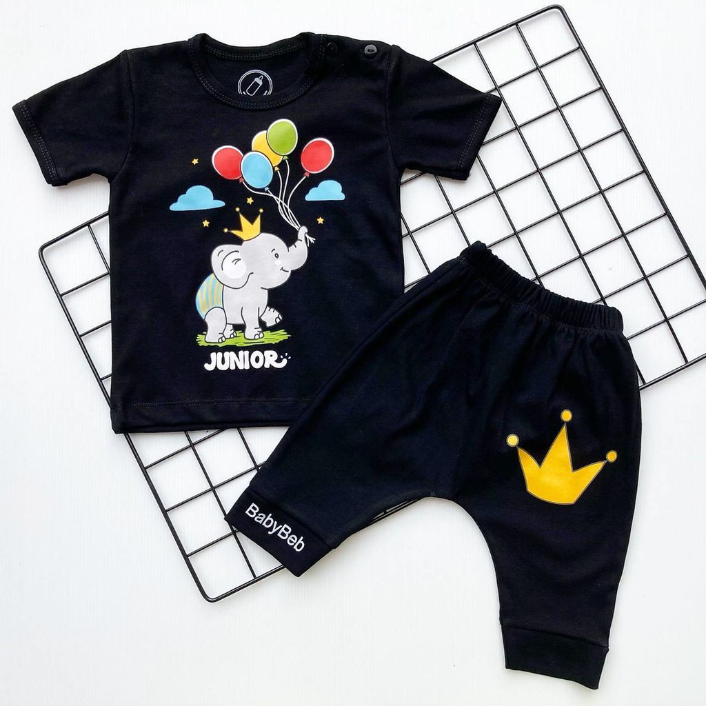 JUNIOR Baju Setelan Kaos Celana Pergi Jalan Lucu Fashion Anak Bayi Cowok Laki Terlaris Lucu