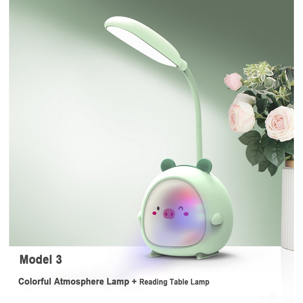 DODORY HL0260 Lampu Meja Belajar USB LED Kartun Bewarna dengan Holder HP Desk Lamp