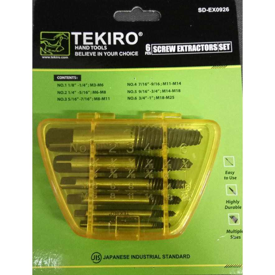 TEKIRO - TAP BALIK 6 PCS PER SET - MENGELUARKAN BAUT PATAH - ORIGINAL