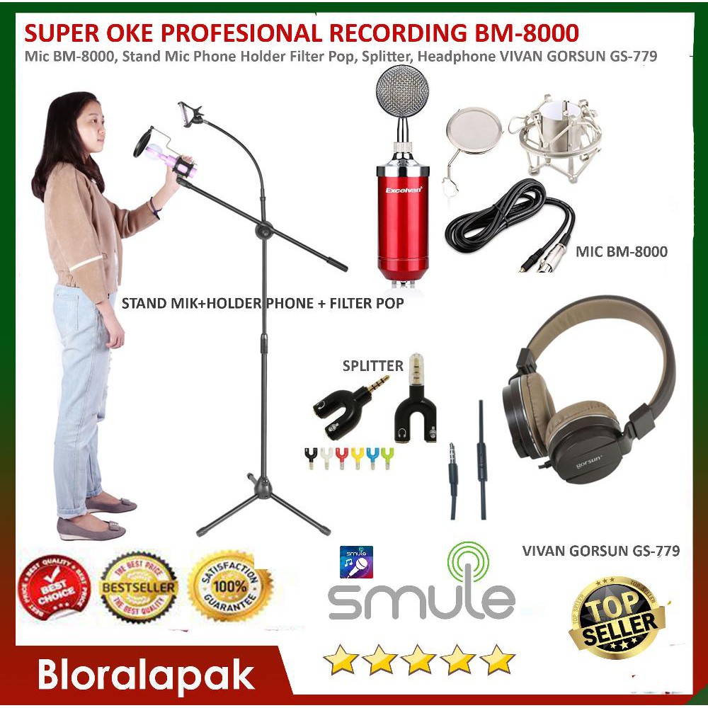 Paket Smule SUPER OKE VIP Profesional Recording Karaoke MIKROFON MIC