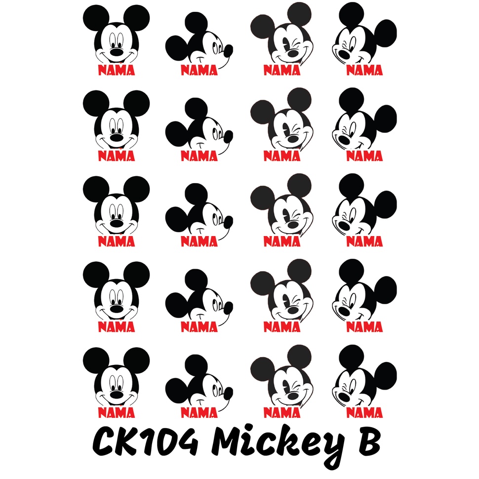 

Sticker Nama Cutting Label Waterproof Tahan Air Mickey C (CK104)