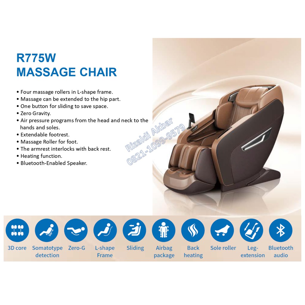 Kursi Pijat Rovos R775w Deluxe Massage Chairs R775w Garansi Resmi 1tahun Shopee Indonesia