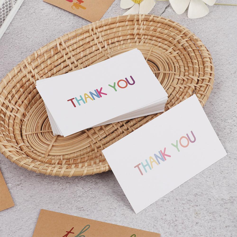 Solighter 30PCS Paket Kartu Ucapan Terima Kasih Wedding Party Blank Postcard White/Label Kertas Kraft