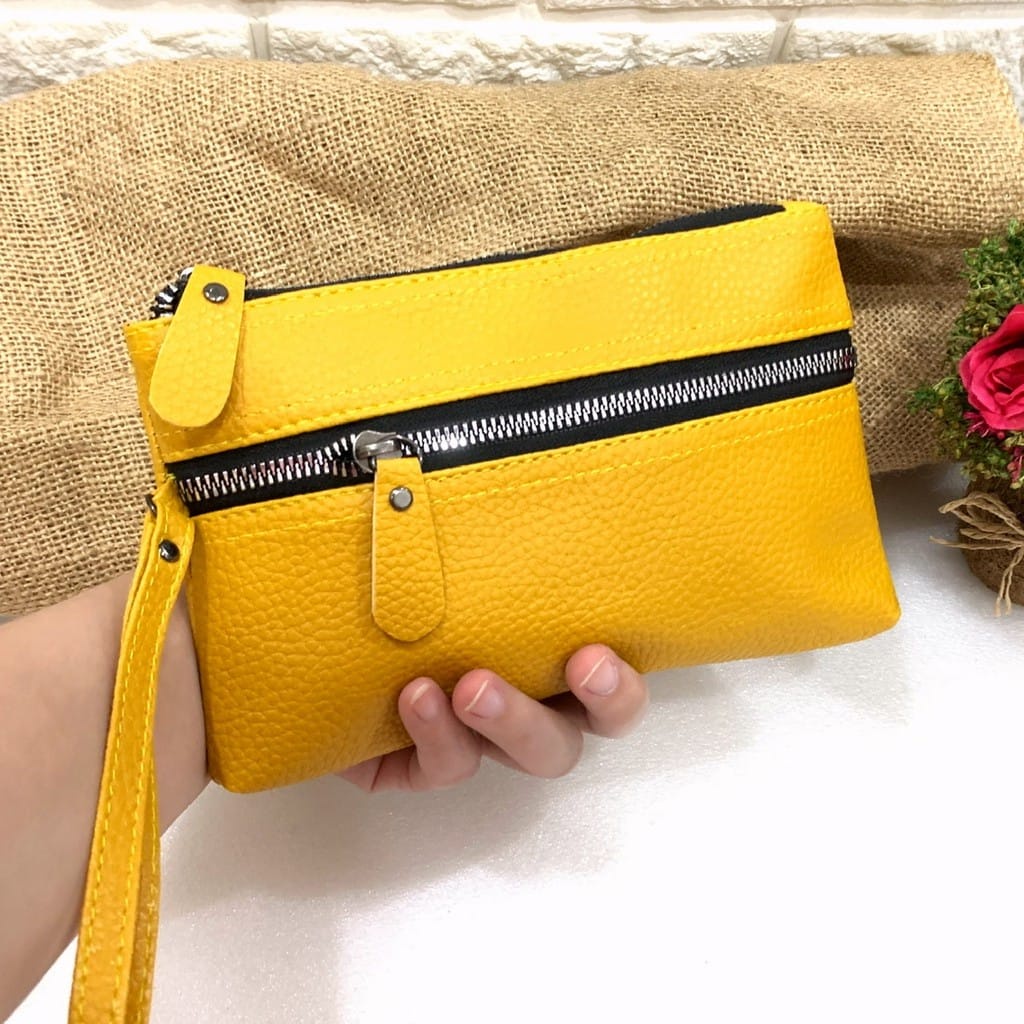 OMI DOMPET WANITA MURAH POUCH PAVIRUT SEMUA MASUK HP KUNCI HAND BAG ALL IN ADA TALI-KUNING 2 RISLETING