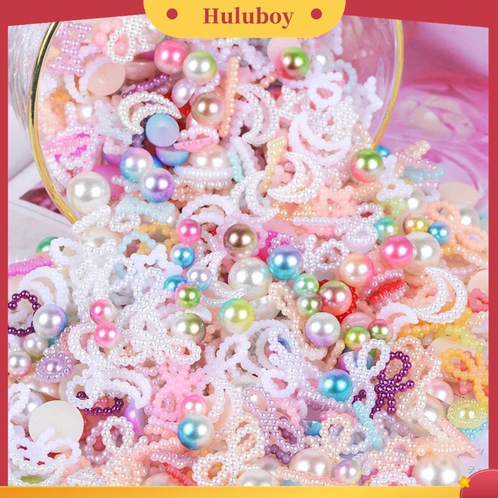 Huluboy Huluboy♡ 50g Mutiara Imitasi Bentuk Hati / Bintang Untuk Dekorasi Nail Art Charms