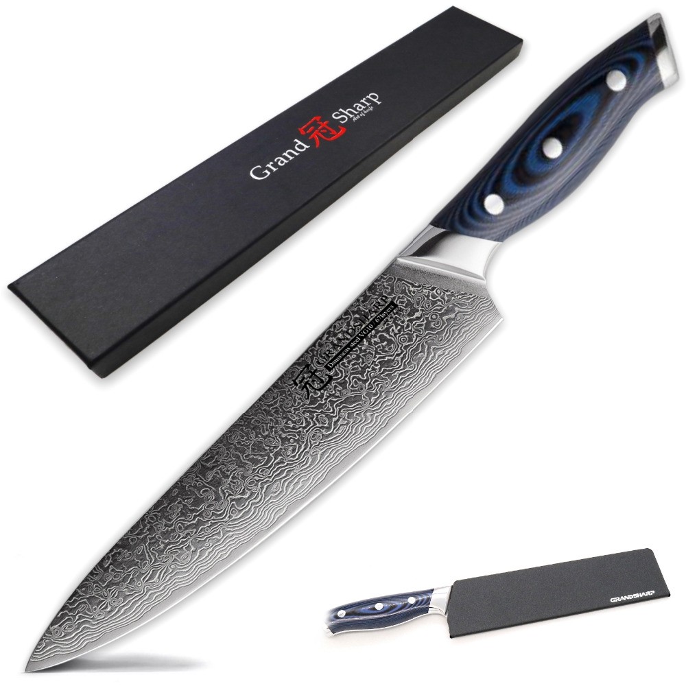 GRANDSHARP Chef Knife 8 Inch Japanese Damascus Knife VG-10 Japanese Steel Damascus Kitchen Knife