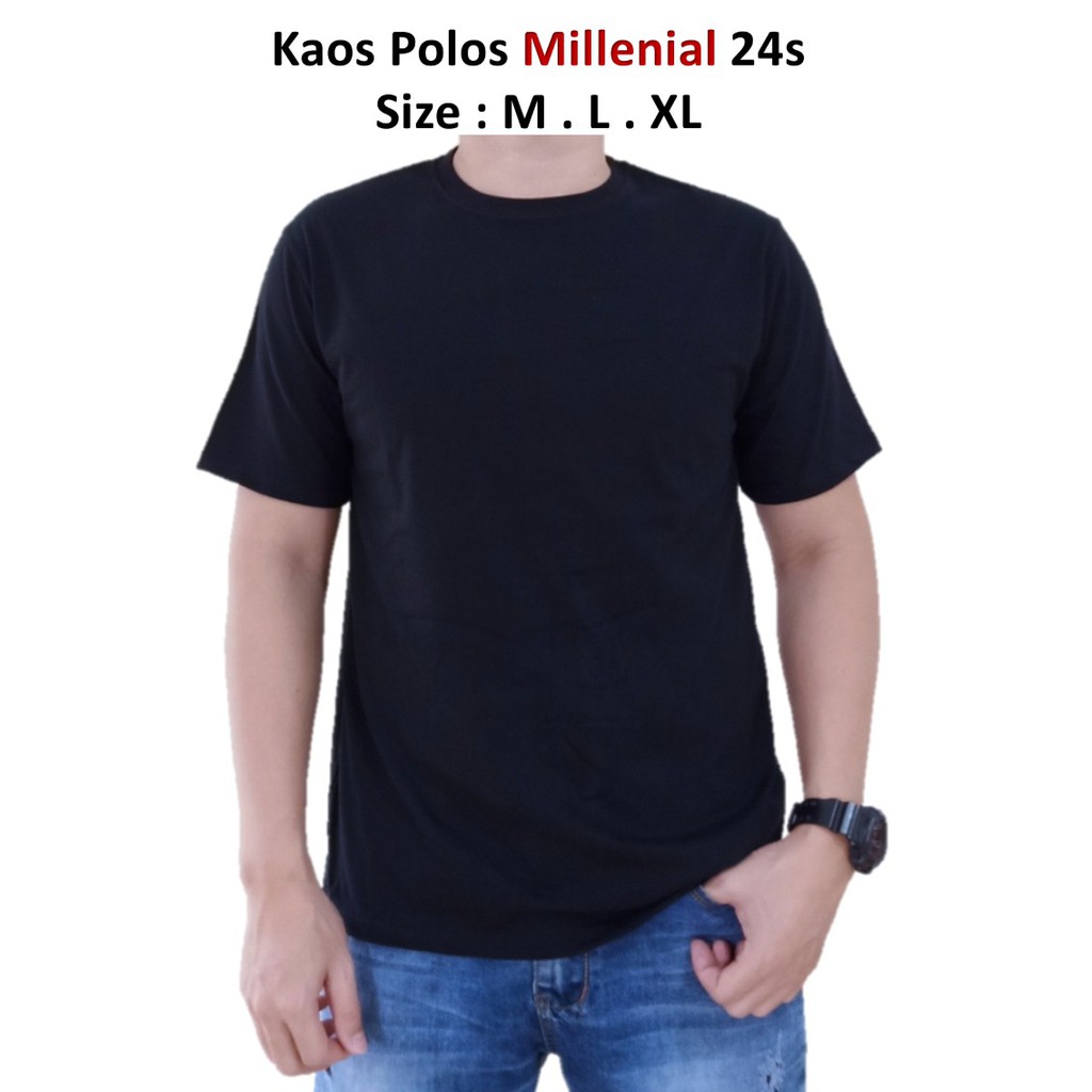 KAOS POLOS LENGAN PENDEK / COTTON COMBED 24S / KAOS UNISEX-HITAM