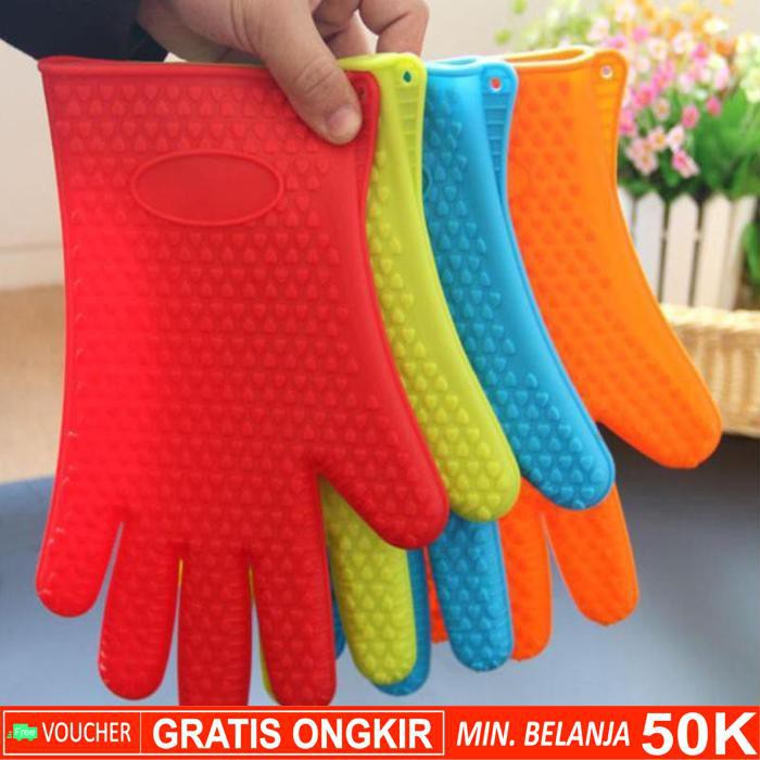 Grab Medan Sarung Tangan Silikon Anti Panas Heat Resistance Kitchen Glove 1 Pcs  Fgs Orange