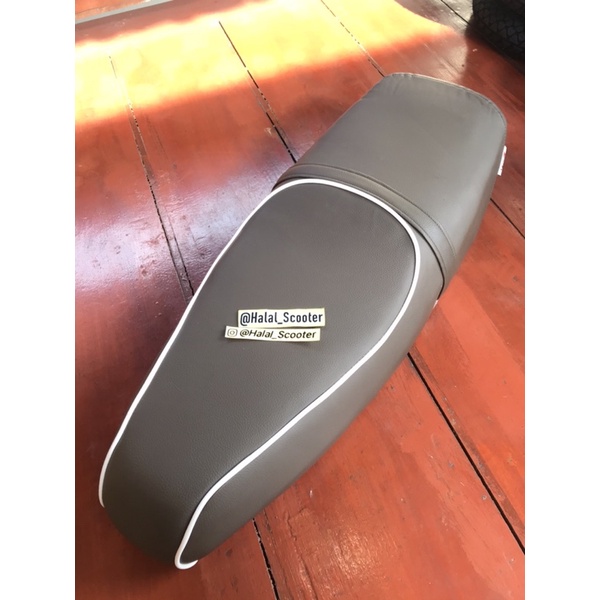 Jok vespa new px coklat tua lis putih