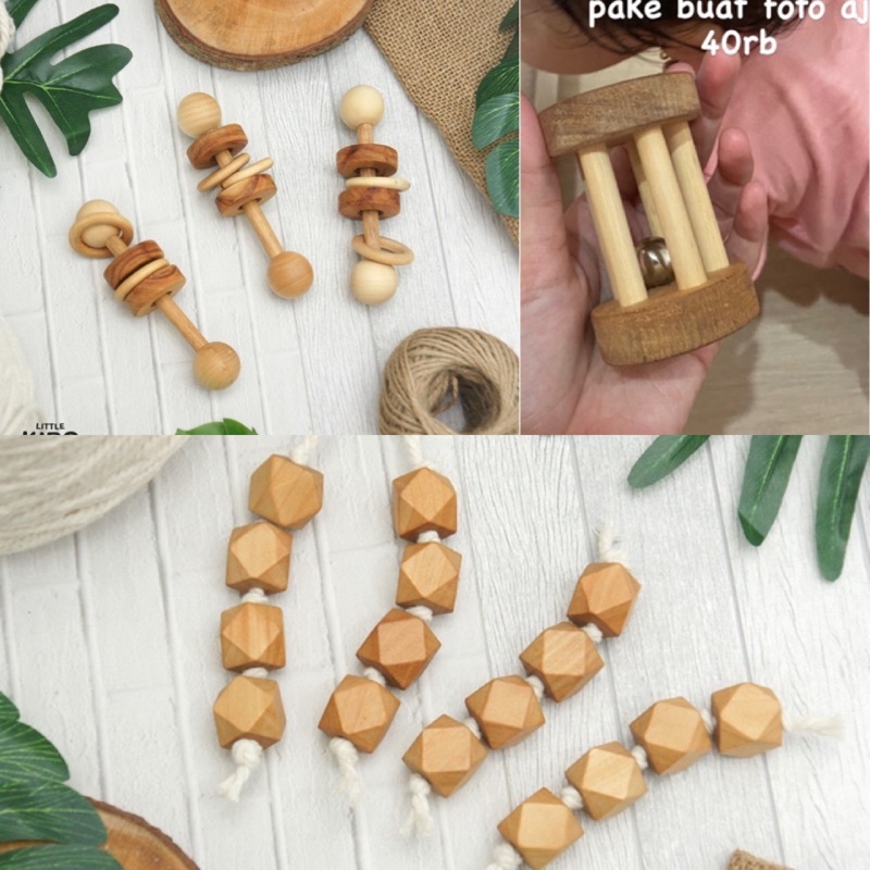 mainan montessori littlekibo kayu wooden toys preloved bekas new bayi baby edukasi ball rattle beads