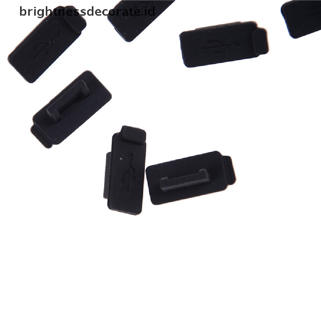 10pcs / Set Plug Usb Bahan Karet Silikon Warna Hitam Untuk Pc