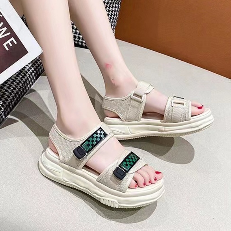 Sepatu Sandal Wanita Hangout Fashion Cantik Original  Wedges Tinggi Sepatu Cewek Pelajar Nyaman Dipakai