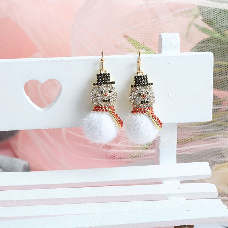 Anting Menjuntai Desain Snowman Untuk Hadiah Natal