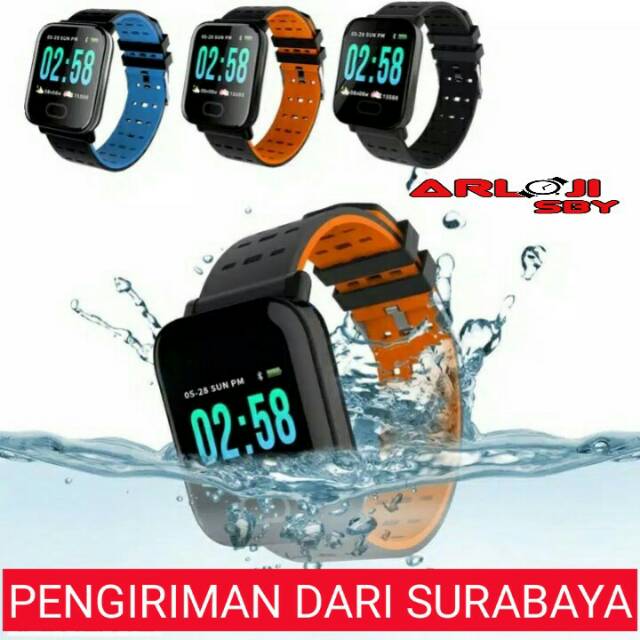 Smartband A6 anti air monitor detak jantung/jam pintar/fitnes tracker