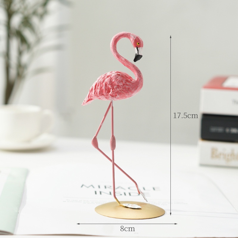 Ornamen Bentuk Hewan Flamingo Bahan Resin Warna Pink Untuk Dekorasi Rumah