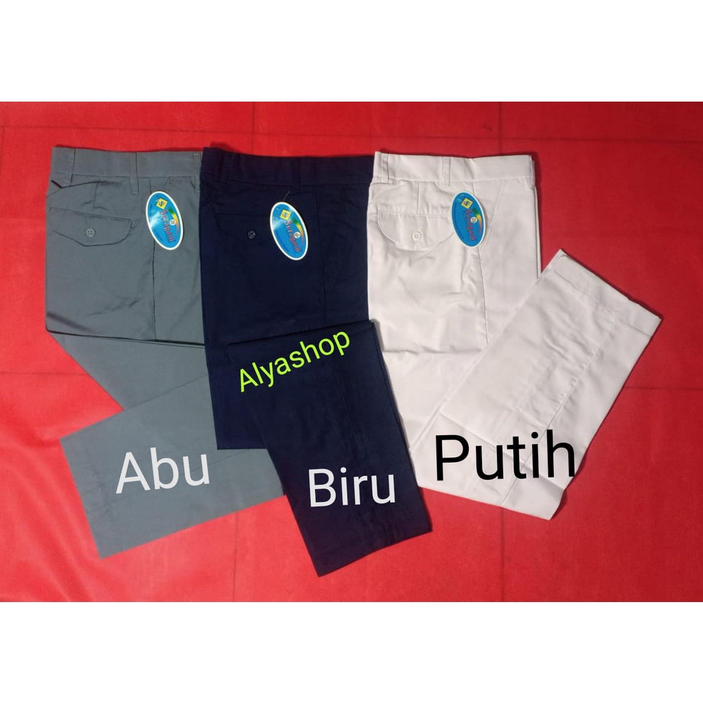 Seragam Sekolah l Celana Panjang SMP, SMA/SMK Warna Abu, Biru &amp; Putih Merk SERAGAM