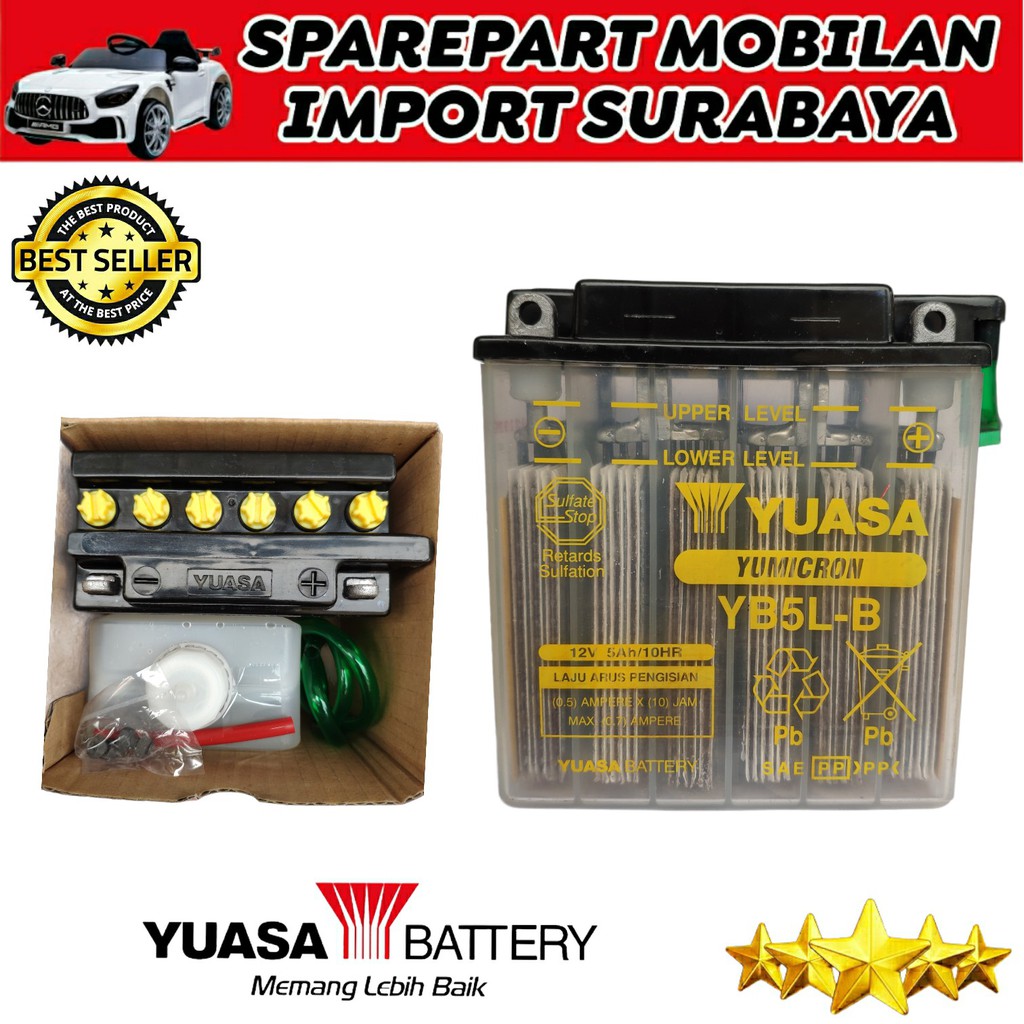 ASLI ORIGINAL YUASA YB5LB YAMAHA MIO SPORTY ASTREA GRAND AKI BASAH JUPITER ACCU 5 AMPER YB5L-B