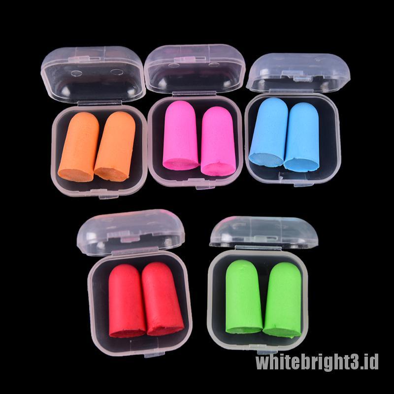 1 Set / 2pcs Earplug Memory Foam Lembut Warna Putih