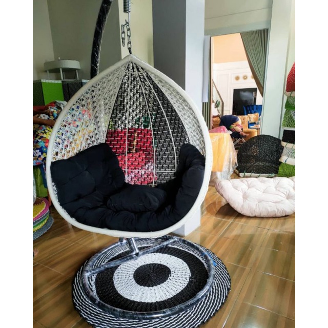 Ayunan Gantung Pir Bawang Full Set + Alas Kursi Ayunan Rotan Sintetis Termurah Terlaris Ayunan Teras