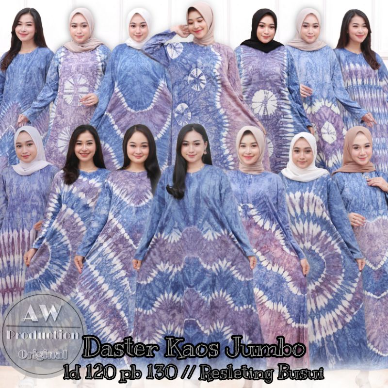 Daster Kaos Jumbo Abstrak Lengan Panjang Resleting Depan Busui Kekinian Batik Pekalongan