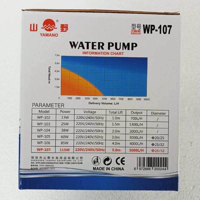 mesin pompa filter YAMANO WP 107 submersible water pump ph 5000 sd 5500 lph  kolam aquarium hidroponik