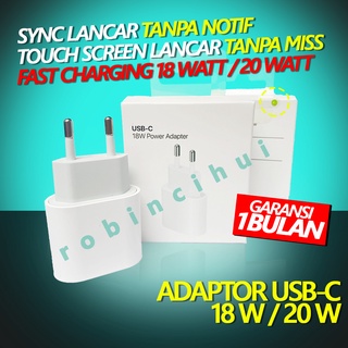 ADAPTOR 18 Watt / 20 Watt FAST CHARGING USB C / CHARGER - Adapter - Batok - Kepala - kepala Charger - Kepala Casan - Charger