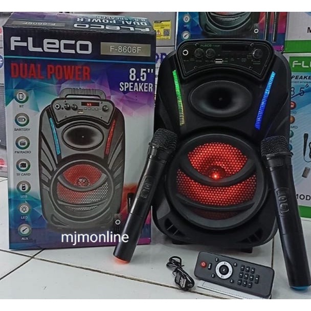 FLECO SPEAKER BLUETOOTH 8606F FREE 2 MIC WIRELESS