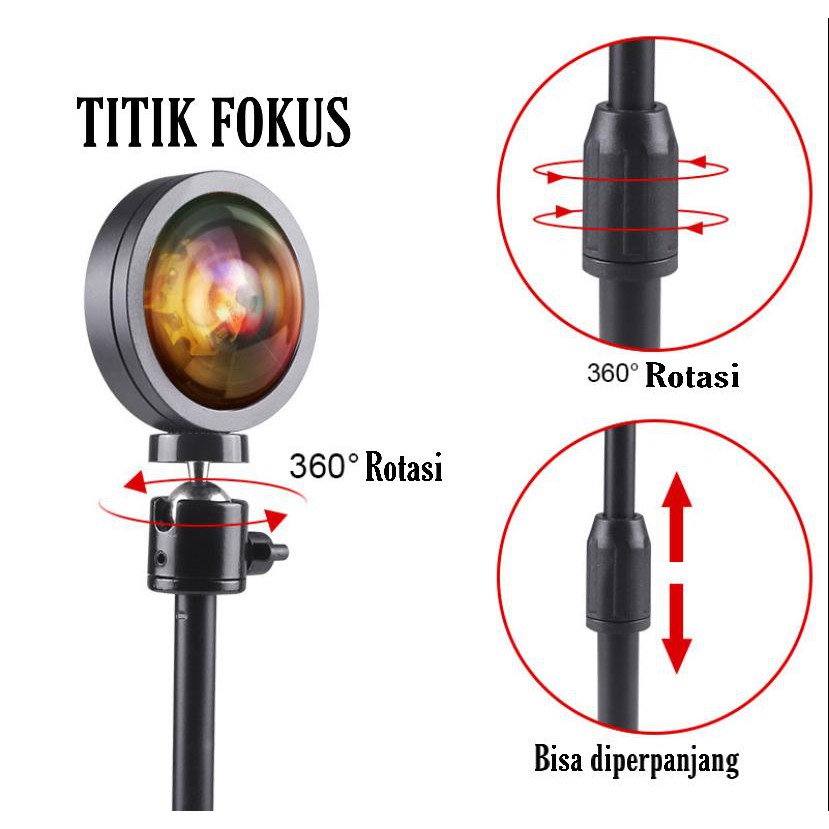 lampu tidur proyektor sunset matahari terbenam pelangi lampu selfie - sunsetyellow