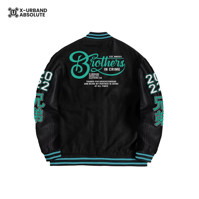 Jaket Varsity Brother In Crime green Bordir X Urband A283