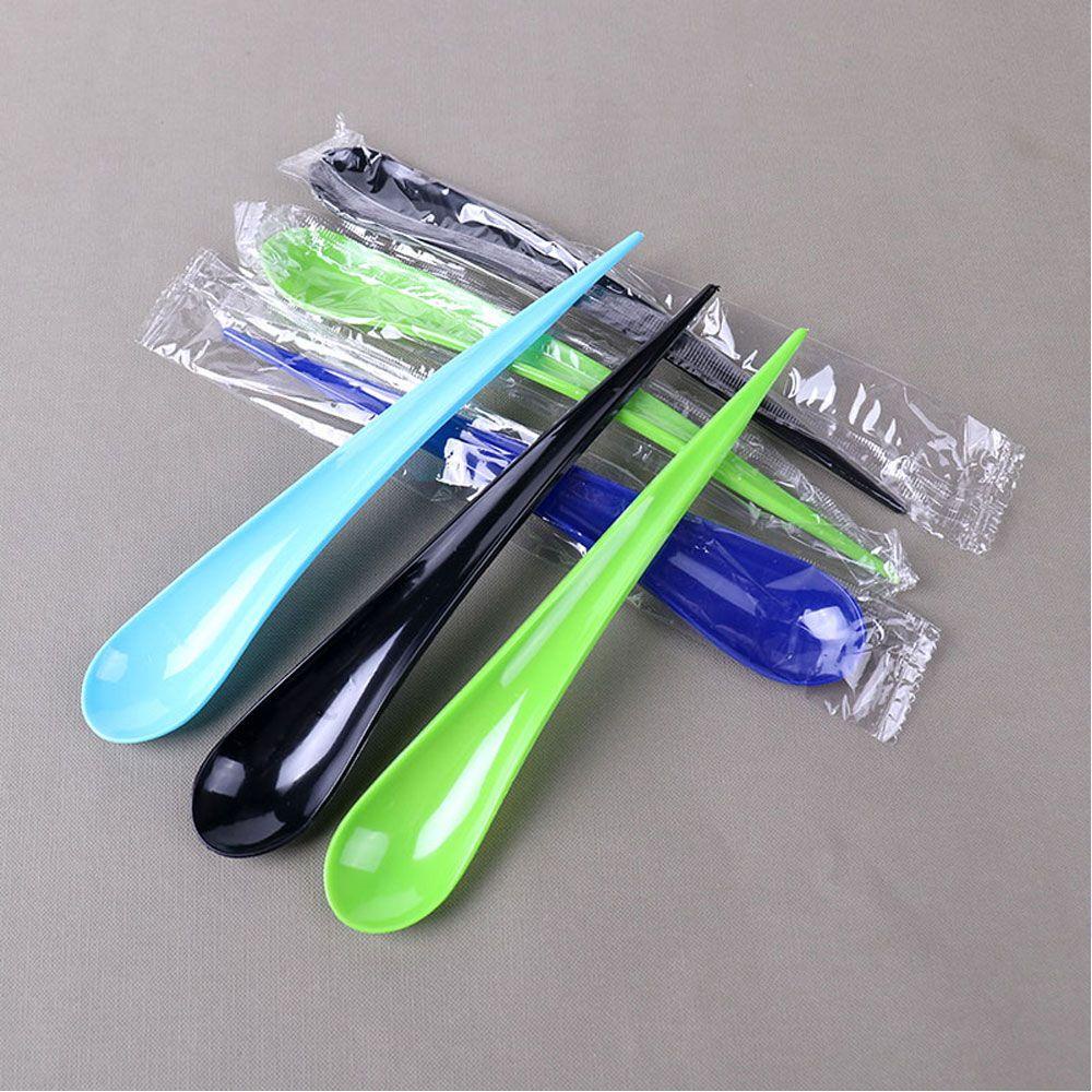 Solighter 100pcs/Pack Sendok Mudah Digunakan Milkshake Yogurt Water Drop Spoon