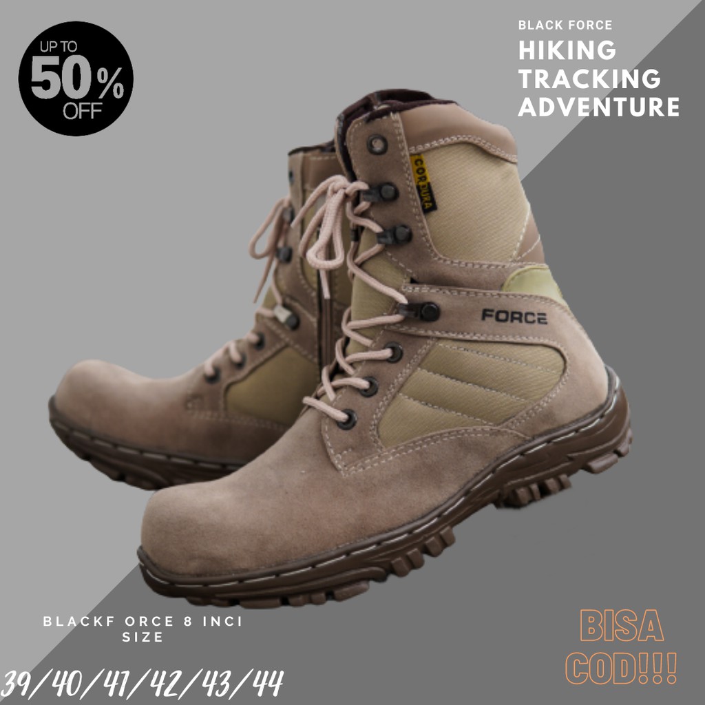 COD Sepatu Boots Safety Pria Dlt Cordura Tactical Gurun Cheap Tinggi 8 Inci Cream Buts Ujung Besi